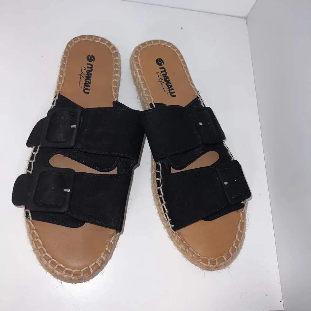 MAKALU California, Zoe 7M,Black
Double buckle strap slip‎ on 1 inch 
espadrille